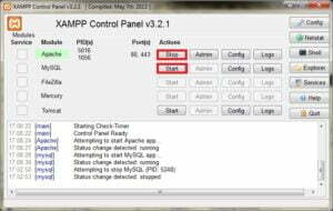 XAMPP control panel settings tweak